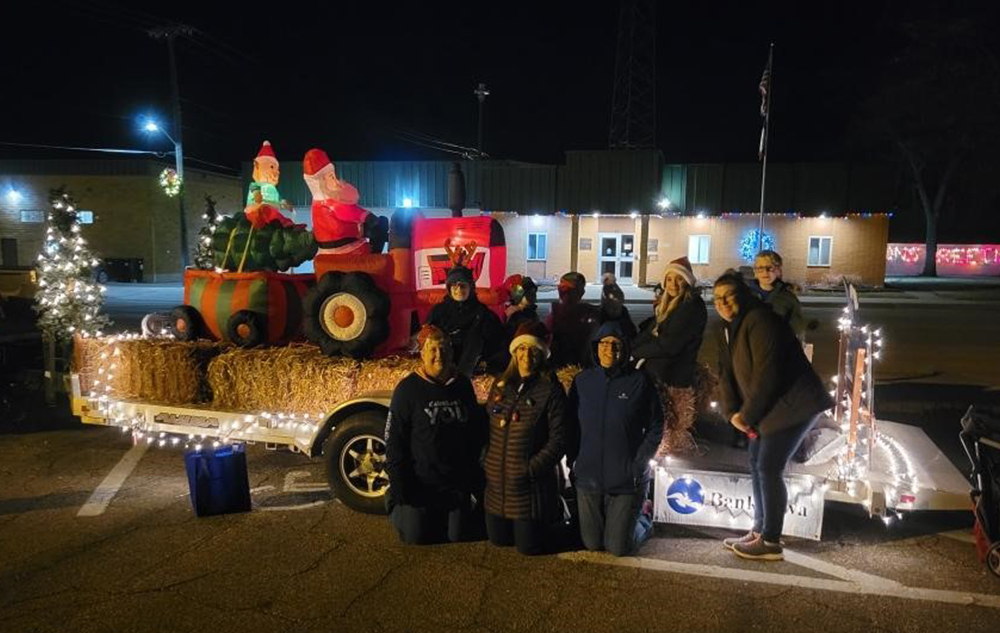 Humboldt employees with their Christmas parade float.