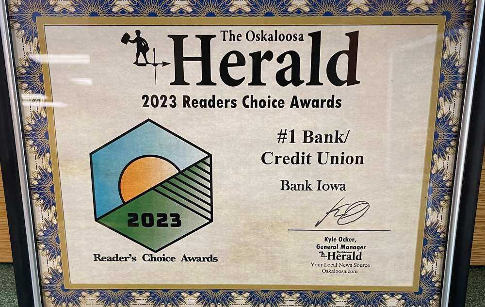 Award for being the #1 Bank.
