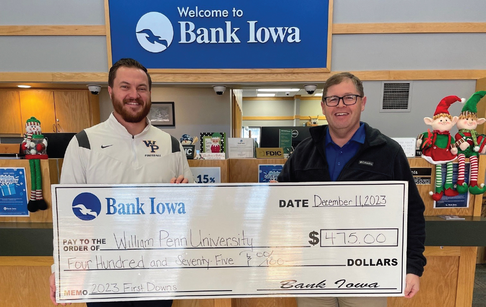 Bank Iowa Pays for William Penn University First Downs